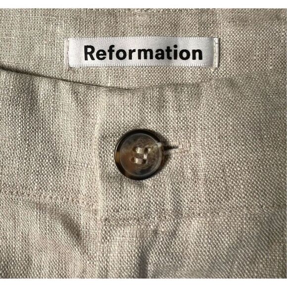 Reformation Alex Mid Rise Linen Pant in Oatmeal NWT Size 18 - Picture 7 of 9